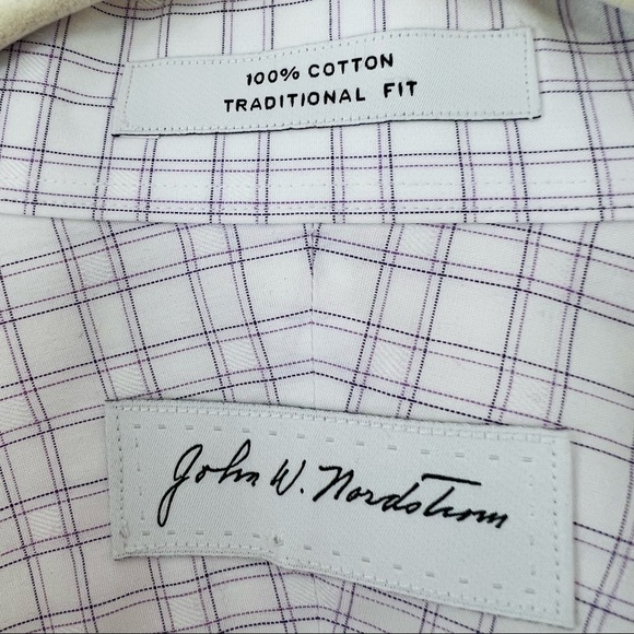 John W. Nordstrom classic plaid button down long sleeve shirt 100% cotton - Picture 8 of 9